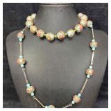 Murano Venetian Lamp Work Glass Fiorato Light Blue