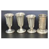 4 Vintage Pewter Silver Tone Candlestick Holders
