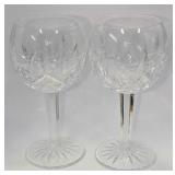 2 Waterford Crystal Lismore Balloon Wine Glasses D