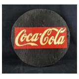 Round Handmade wooden Coca-Cola Sign