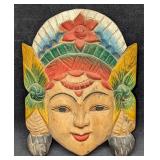 Vintage Hand Carved Indian Female Wall Art Mask