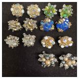 Vendome Costume Jewelry Earrings Set Cluster Style