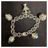 Gold Tone 835 Silver Interlocking Chain Dangle Cha