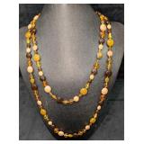 Vintage Handmade Long Browns And Tans Glass Beaded