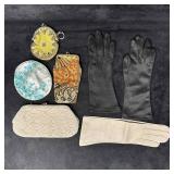 Vintage French Gloves and Clutch Wallet Coin Purse