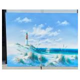 Unframed Lighthouse Beach Painting JB