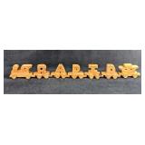 Vintage Hand Carved Wood Alphabet Train