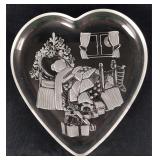 "Christmas Dream" Glass Heart Shaped Serving Tray