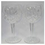 2 Waterford Crystal Lismore Balloon Wine Glasses G