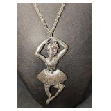 Articulated Silver Tone Jointed Ballerina Pendant