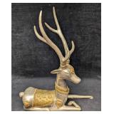 Vintage Metal Brass And Silver Tone Reindeer Statu