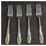 4 Retired Gorham Golden Swirl Oval Dinner Forks B