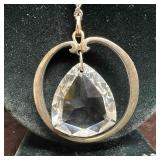 Glass Dangle Round Pendant Gorham Sterling Silver