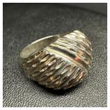 Sterling Perpendicular Lines Signet Style Ring