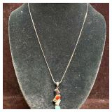 925 LT Thailand Sterling Silver Necklace and Multi