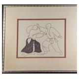 Framed Ink Wash Painting Judo Vs Karate