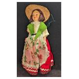 Vintage Folk Lady With A Hat Doll