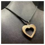 Sterling Silver Heart Pendant on String Necklace