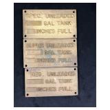 Vintage Gas Tank Plates Metal Gold Unleaded Signs