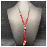 Venetian Murano Lamp Work Art Glass Red Beaded Pen