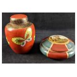 Decorative Lidded Jars with Gold Accents