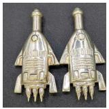 2 Sterling Silver Brooch Pins Absolut Vodka Bottle