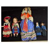 5 Vintage Amish Peasant  Greek European Vonque Dol