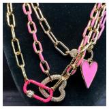 Melania Clara Assorted Gold and Pink Colored Neckl