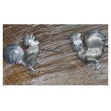 Vintage Sterling Silver Peru Chained Roosters Pin