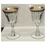 2 Vintage Moser Crystal 24KT Gold Rimmed Goblets