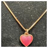 Pink Enamel Heart Gold Plated Sterling Silver 925