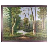 Original Large Oil On Canvas C Freeman Landscape