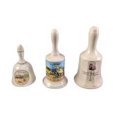 3 Vintage Porcelain Souvenir Bells Florida Key Wes