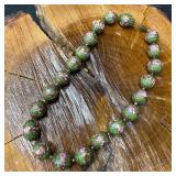 Murano Venetian Lamp Work Glass Fiorato Green Roun