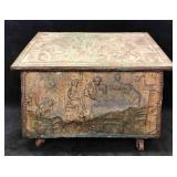 Vintage Wood Kindling Box With Brass Design