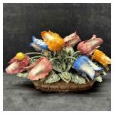 Capodimonte Porcelain Centerpiece Flower Basket of