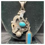 Indigenous Native Style Kokopelli 925 TA 1751 Turq
