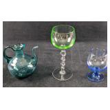 Twisted Stem Aperitif Glasse Blue Glass Cordial &