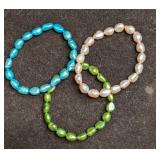 3 Colorful Honora Collection Pearl Stretch Bracele