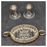 Vintage Silverplate Tidbit Handled Dish & Silvert