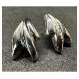 Sterling Silver Swoosh Shape Earrings