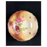 Ceramic Bowl Pink White Gold Brown Roses Flowers S