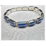 Sterling Lapis Thick Link Bracelet