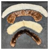 4 Vintage Faux & Real Mink Collars