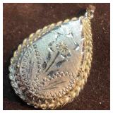 Vintage Sterling Silver Floral Flower Engraved Loc