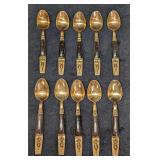 10 Vintage Thailand Brass Buddha Demitasse Spoons