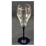 Clear Wine Glass With Cobalt Blue Stem And Base