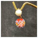 Murano Venetian Lamp Work Art Glass Red and White