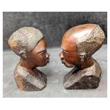 Hand Carved Wooden African Kenya Man And Woman Scu