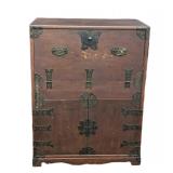 Vintage Wooden Korean Two Section Storage Chest